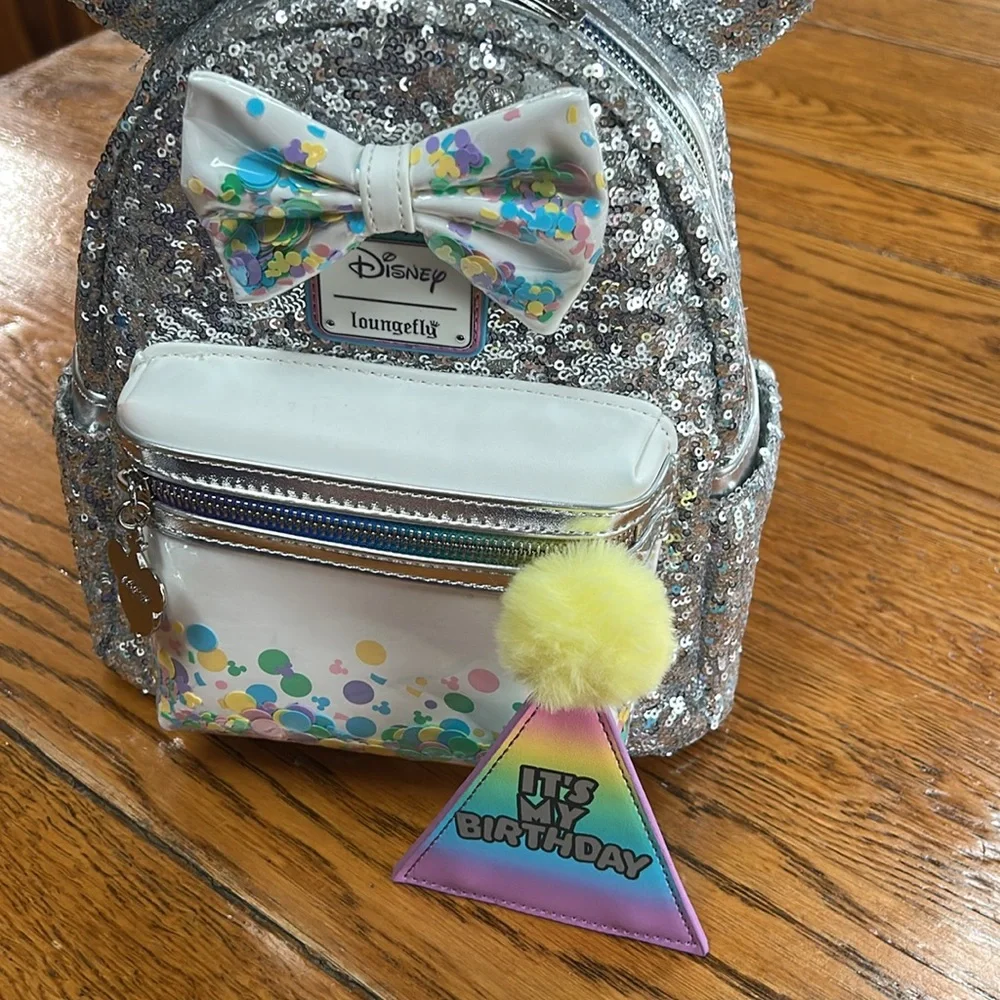 COPY -Loungefly x Disney It’s My Birthday sequined mini backpack w/removable hat